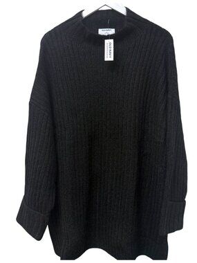 Old Navy Womens Black Tunic Sweater Plus Size 2X Ribbed Knit Mock Neck NWT